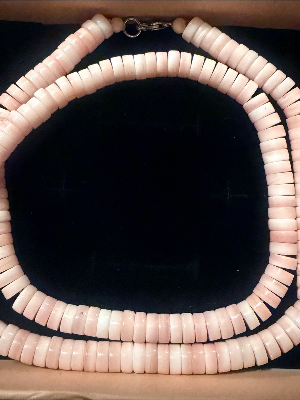 New Pink Conch Shell Heishi Beaded Necklace With Sterling Silver Clasp